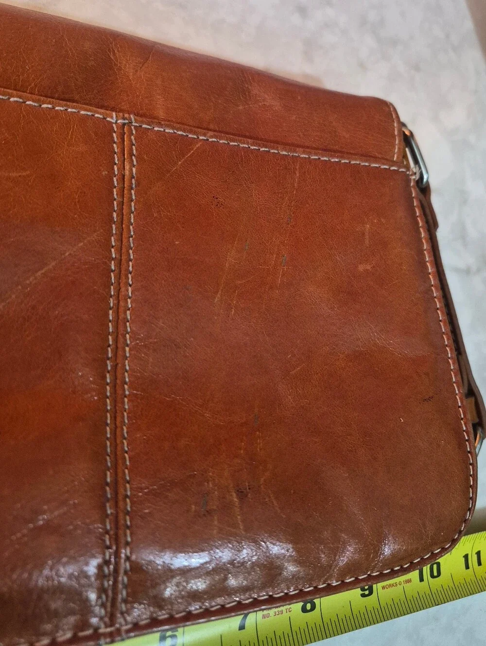 Giani Bernini Womens Crossbody Leather Brown Purse Soft Shiny Adjustable Strap